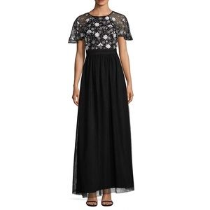 NWT Aidan Mattox Hand Beaded Tulle Gown